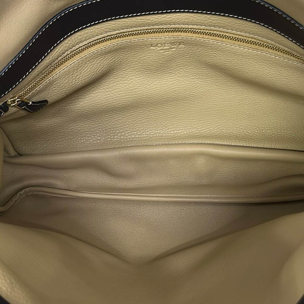 Loewe Ana Hobo Shoulder Bag 337.61.G95 Beige Black Suede Leather - Picture 7 of 10
